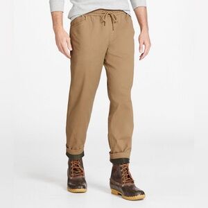 L.L. Bean Men’s Flex Canvas Pull-On Pants Lined Brown 35x29